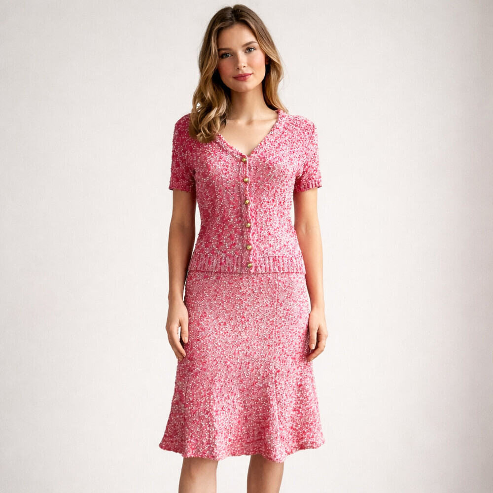 Kitex Kitzbuhel Vintage Knit 2 piece Top + Skirt Set S